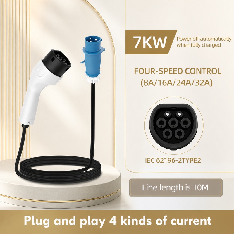 Portable Ev Charger 32A Type 2 Cee Plug - ROMADA 7KW 32A Electric Vehicle Portable