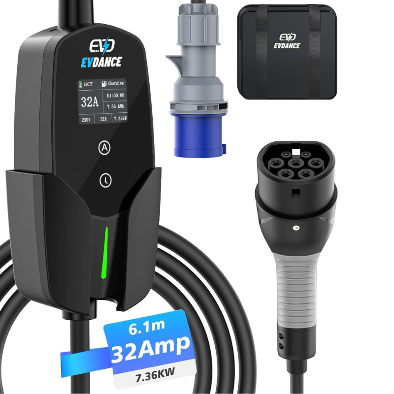 EVDANCE 32A Type 2 EV Charger  - Portable Ev Charger 32A Type 2 Cee Plug 评论和价格